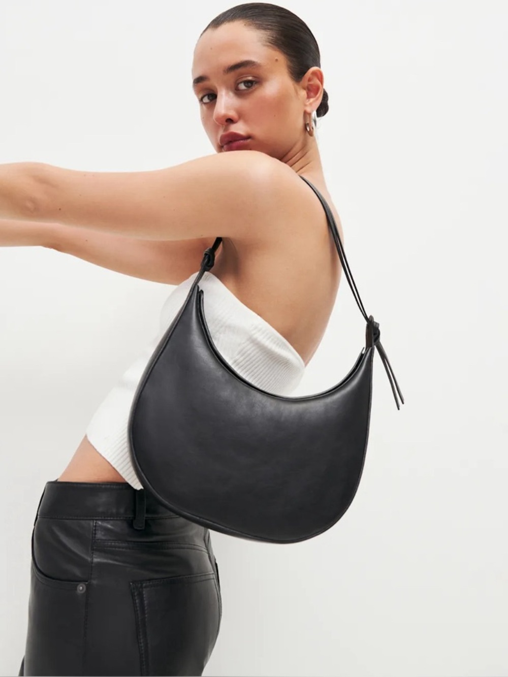 Black Reformation Medium Rosetta Shoulder Bag